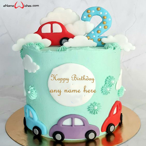 2nd Birthday Cake For Baby Boy Car With Name Name Birthday Cakes 