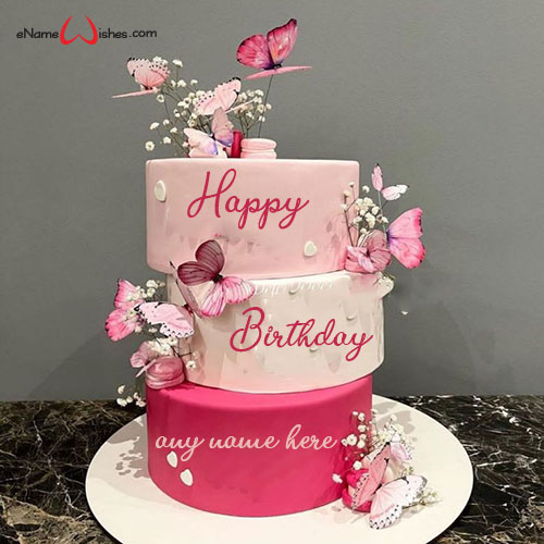 3 Tier Birthday Cake With Name Edit Free - Name Birthday Cakes - Write 