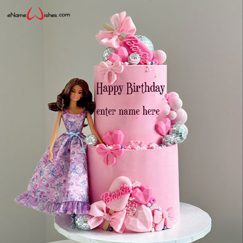 Girly Birthday Cake Design With Name Editor - Name Birthday Cakes 