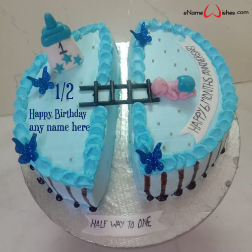 Halfway to One Cake Boy with Name Name Birthday Cakes Write Name on