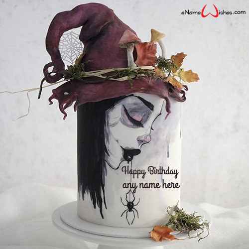 Halloween Birthday Cake Girl with Name Name Birthday Cakes Write