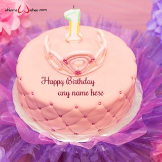 1st birthday cake for baby girl with name customized