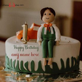 1st birthday wishes for baby boy with name on cake