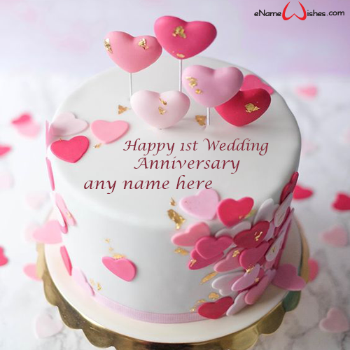 1st Wedding Anniversary Cake with Name - Name Birthday Cakes - Write ...