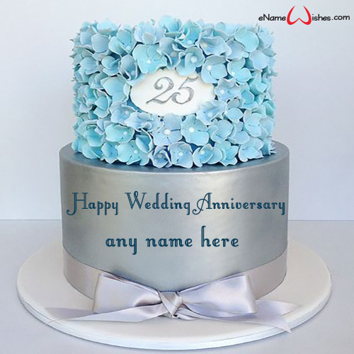 Anniversary cake with name and photo edit - birthdayphotoframes.com