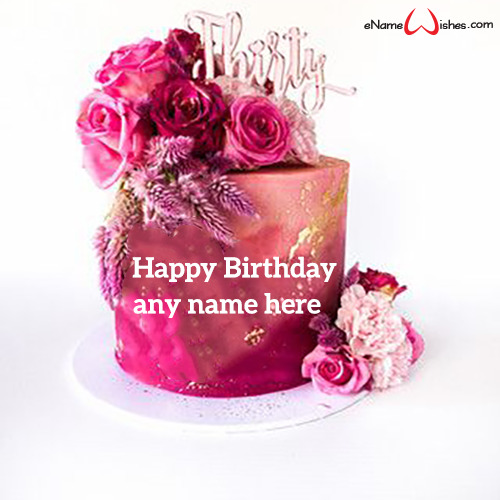 30th Birthday Cake with Name - Name Birthday Cakes - Write Name on Cake ...