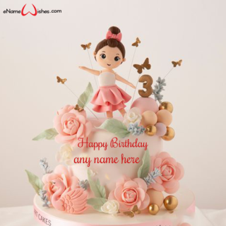 3rd birthday cake for girl with name editor