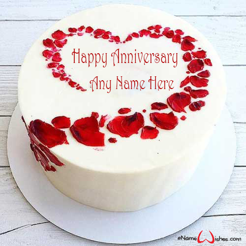 Anniversary Cake with Name in Heart Name Birthday Cakes Write Name