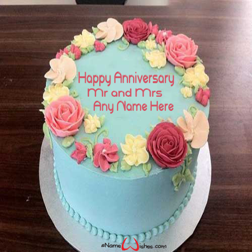 Beautiful Flowers Anniversary Wish Cake Best Wishes Birthday Wishes