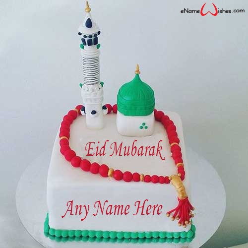 Beautiful Mosque Eid Wish Name Cake - Best Wishes Birthday Wishes With Name