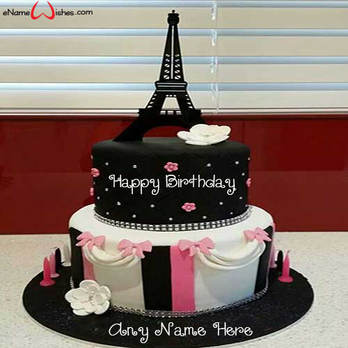 Best Eiffel Tower Anniversary Wish Name Cake - Name Birthday Cakes ...