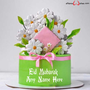 Floral Eid Mubarak Name Wish Cake - Best Wishes Birthday Wishes With Name