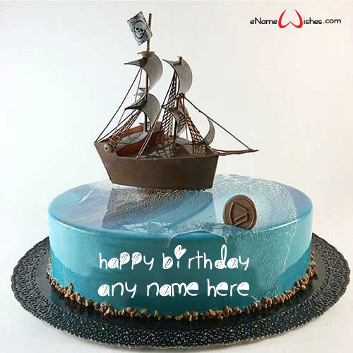 Mirror Glazed Birthday Wish Cake with Name - Name Birthday Cakes ...