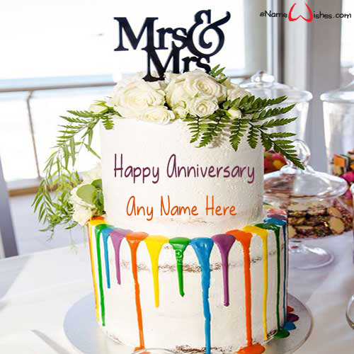 Mr And Mrs Rainbow Themed Wedding Cake Enamewishes