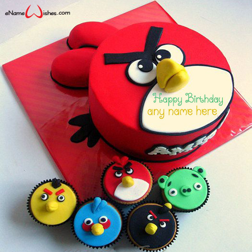 Red angry bird cake