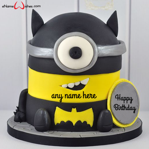 Batman Theme Minion Birthday Cake with Name Maker - Best Wishes Birthday  Wishes With Name