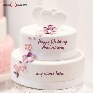 beautiful hearts wedding anniversary cake with name