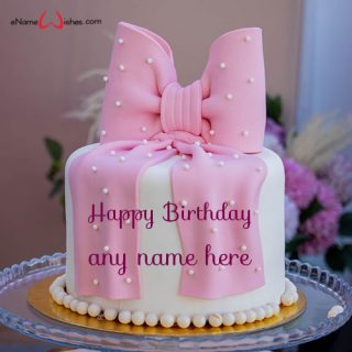 beautiful pink bow birthday cake with name here