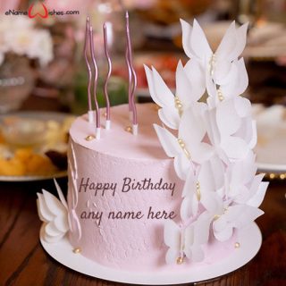 beautiful pink butterflies birthday cake with name