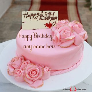 beautiful pink rose birthday cake design with name edit