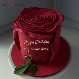 beautiful red rose birthday cake with name edit online