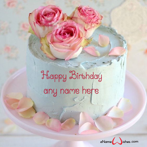 Beautiful Rose Decorated Birthday Cake with Name Editor - Best Wishes ...