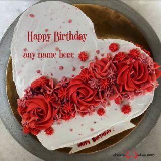 birthday cake heart shape with name editor