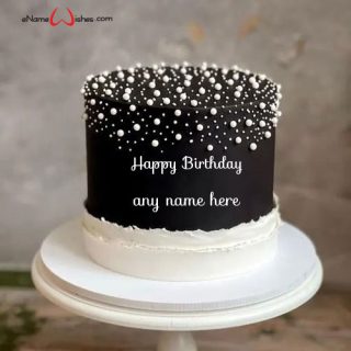 black birthday cake design with name editing for lover