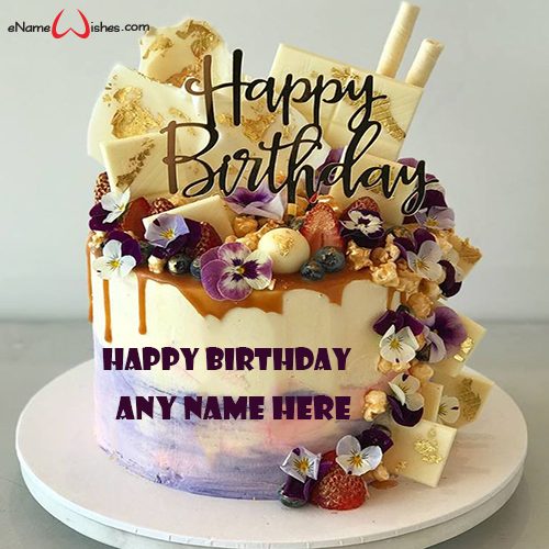 Butterscotch Birthday Cake with Name - Name Birthday Cakes - Write Name ...