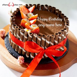 chocolate cake design for birthday with custom name editor