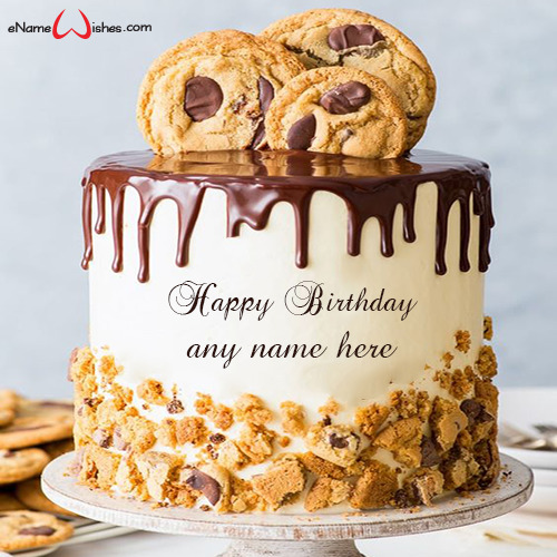 Chocolate Chip Cookies Birthday Cake with Name - Name Birthday Cakes ...