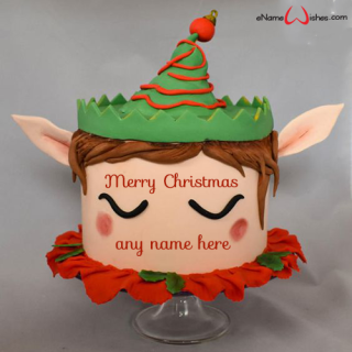 christmas elf cake image with name edit online