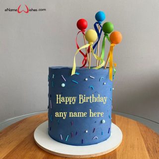 colorful balloons birthday cake design with name edit