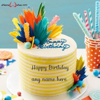 colorful birthday cake with name edit option