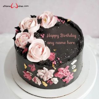 create black happy birthday cake online with name