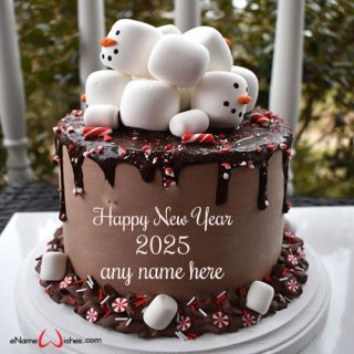 custom happy new year 2025 cake design with name edit