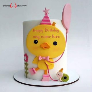 cute chick birthday cake with name edit