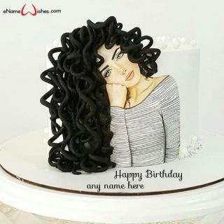 cute girl birthday cake with name editing