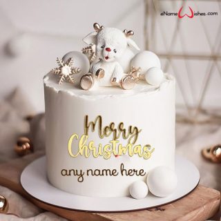 cute merry christmas image cake design with name online free