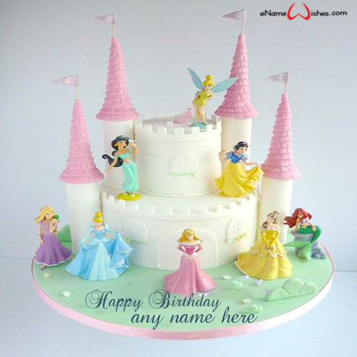 Disney Magical Princess Castle Cake with Name - Name Birthday Cakes ...