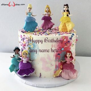 disney princess birthday cake with name writing