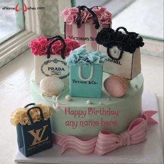 fashion brand birthday cake with name editor