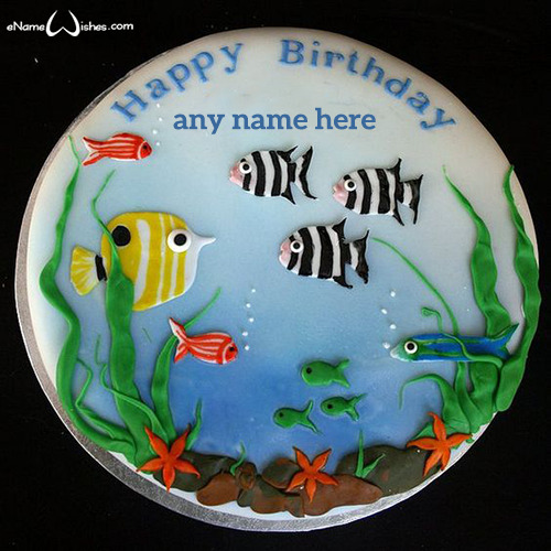 Fish Aquarium Birthday Cake with Name Edit  Best Wishes Birthday Wishes  With Name