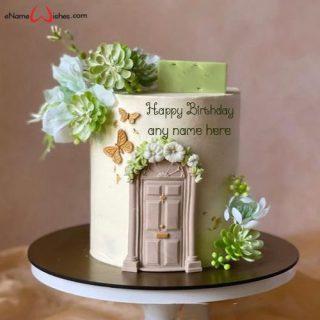 Floral Birthday Cake with Name Create Online