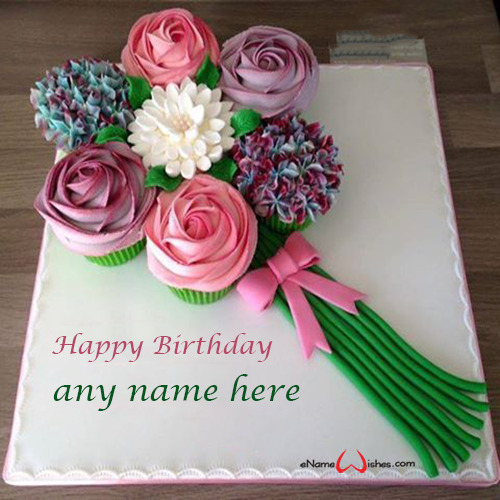 Happy Birthday Flowers With Name And Photo Edit Flower Bouquet Cake With Name Editing - Best Wishes Birthday Wishes With  Name