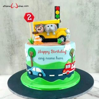 fondant birthday cake for kids with name editor