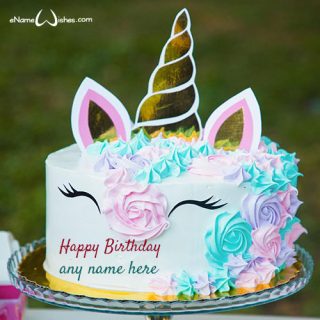 free online unicorn birthday cake image with name edit