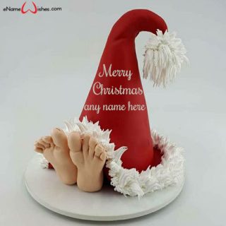 funny santa christmas cake with name edit