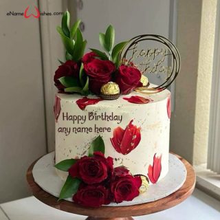 generate name on birthday cake rose flower