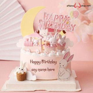 generate name on pink birthday cake online free